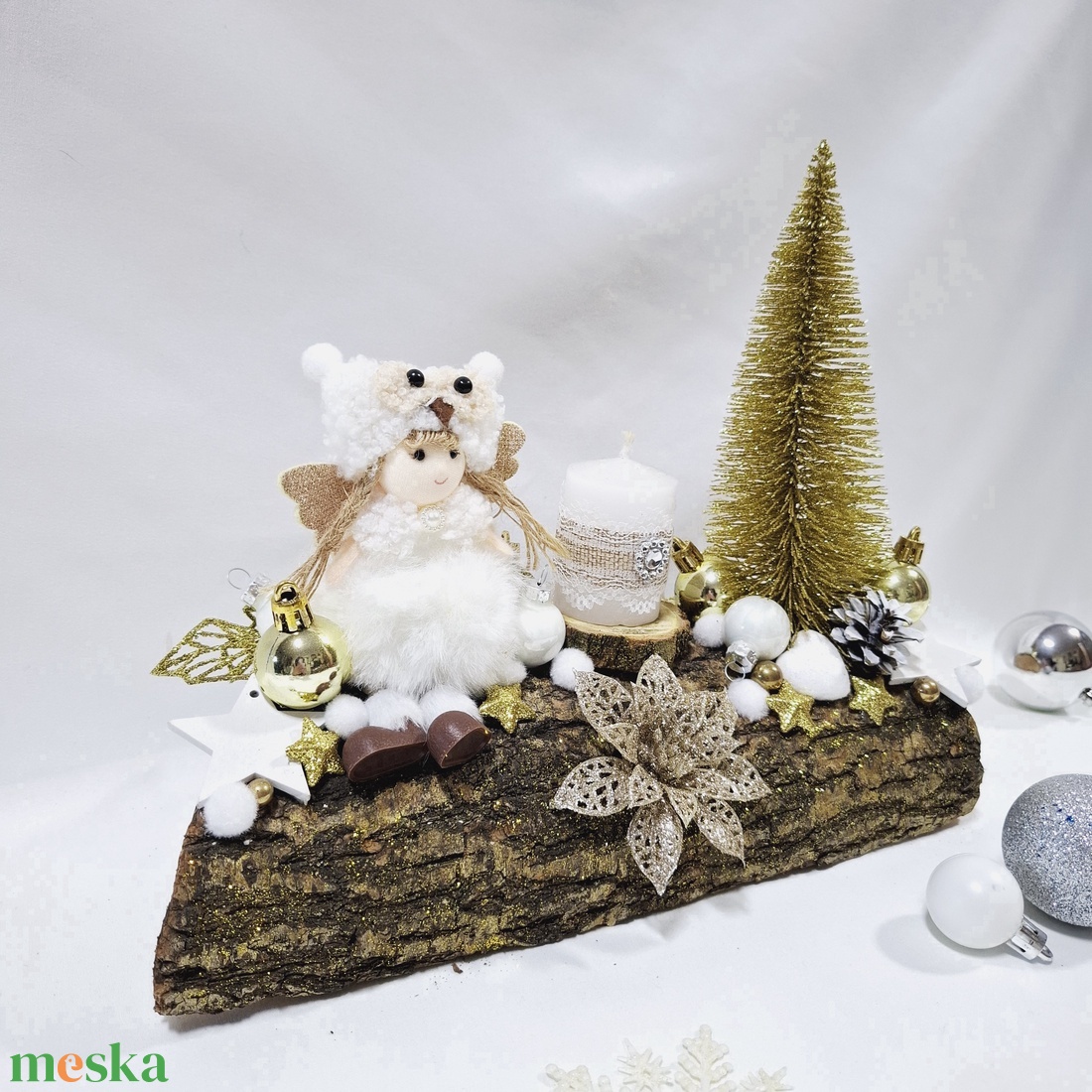 Adventi hókirálynő koszorú,  asztaldísz,  dekoráció - karácsony - adventi díszek - adventi asztaldísz - Meska.hu