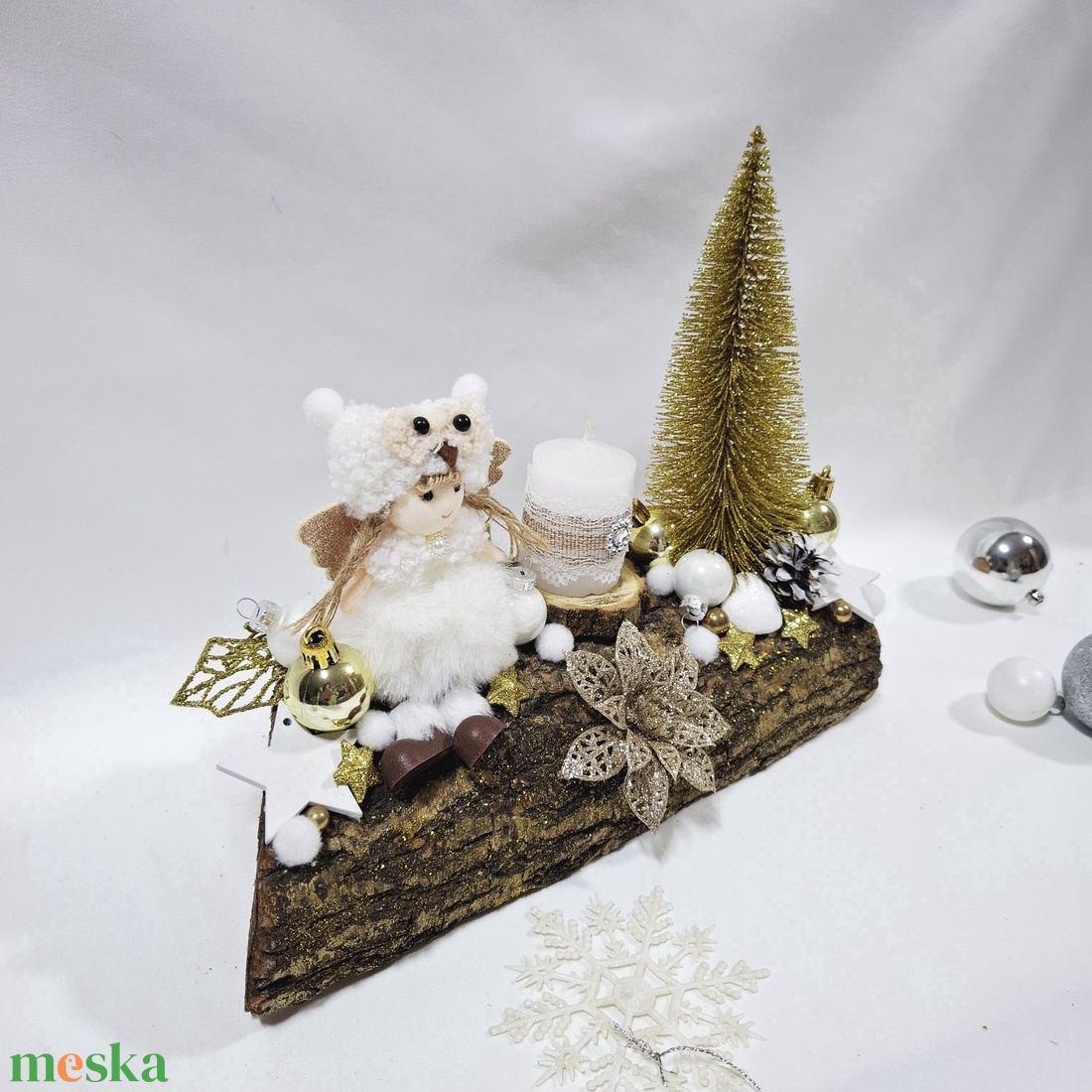 Adventi hókirálynő koszorú,  asztaldísz,  dekoráció - karácsony - adventi díszek - adventi asztaldísz - Meska.hu