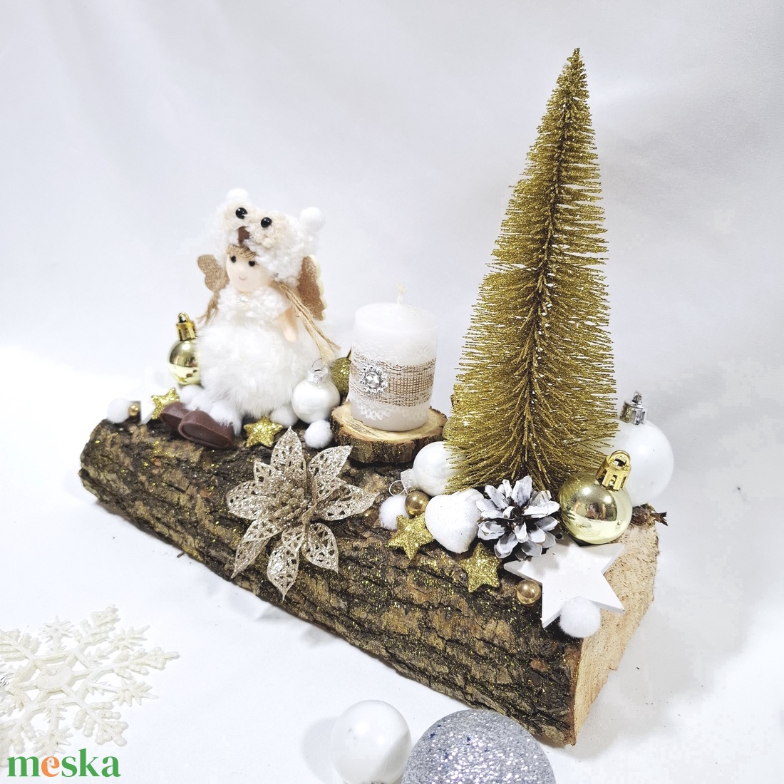 Adventi hókirálynő koszorú,  asztaldísz,  dekoráció - karácsony - adventi díszek - adventi asztaldísz - Meska.hu