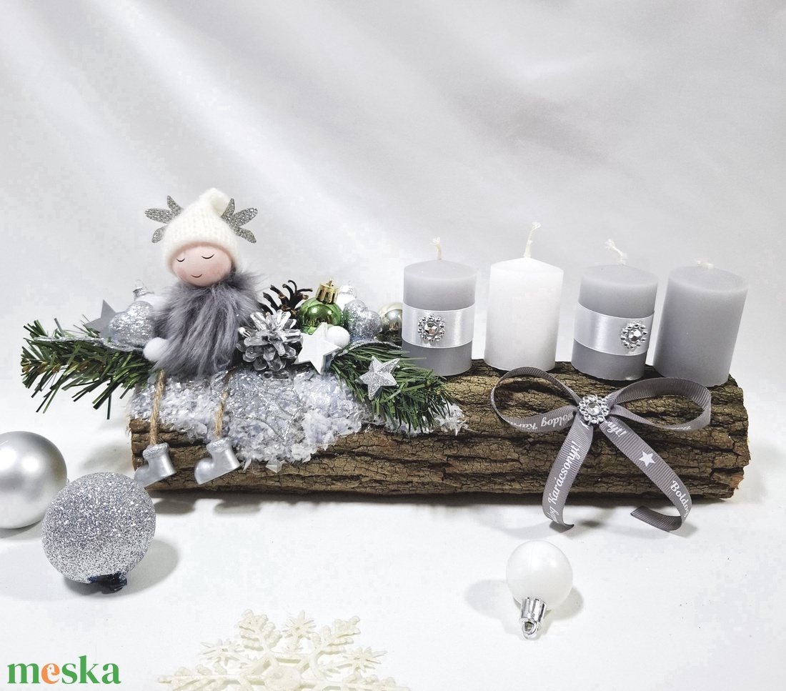 Adventi hókirálynő koszorú,  asztaldísz,  dekoráció - karácsony - adventi díszek - adventi asztaldísz - Meska.hu