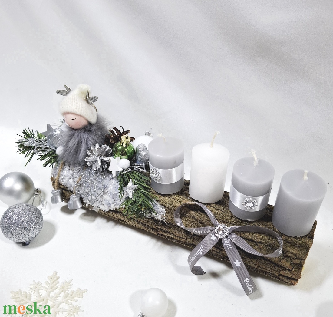 Adventi hókirálynő koszorú,  asztaldísz,  dekoráció - karácsony - adventi díszek - adventi asztaldísz - Meska.hu