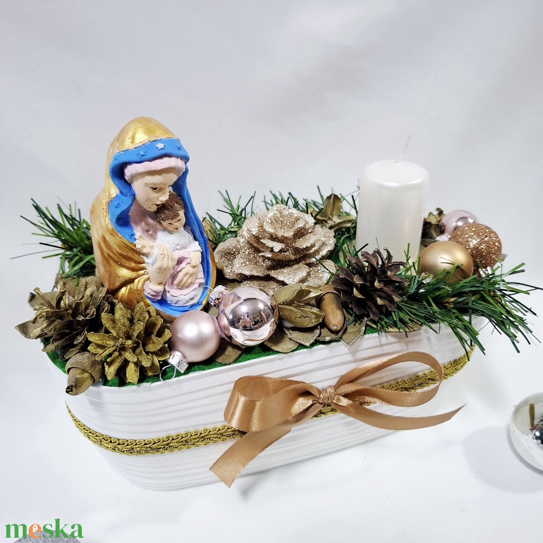 Adventi Mária koszorú,  asztaldísz,  dekoráció - karácsony - adventi díszek - adventi asztaldísz - Meska.hu