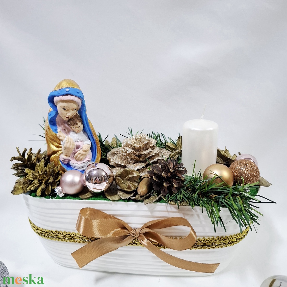 Adventi Mária koszorú,  asztaldísz,  dekoráció - karácsony - adventi díszek - adventi asztaldísz - Meska.hu