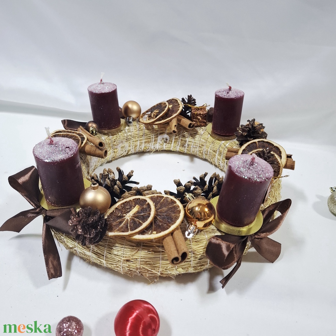 Karácsonyi adventi  illatos klasszikus koszorú, asztaldísz  - karácsony - adventi díszek - adventi koszorú - Meska.hu