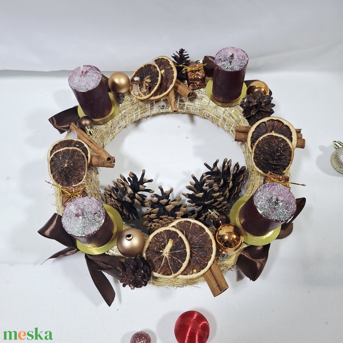 Karácsonyi adventi  illatos klasszikus koszorú, asztaldísz  - karácsony - adventi díszek - adventi koszorú - Meska.hu