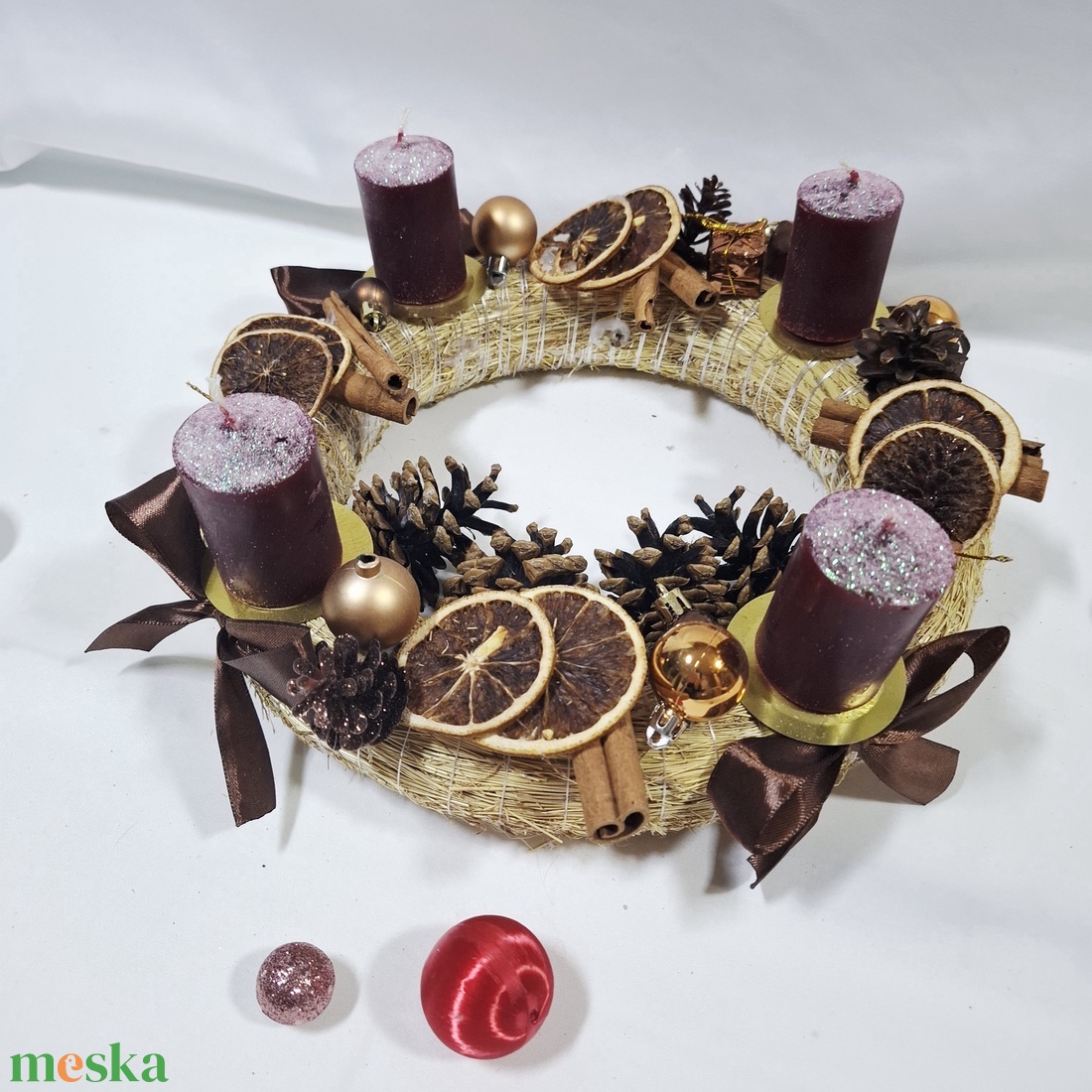 Karácsonyi adventi  illatos klasszikus koszorú, asztaldísz  - karácsony - adventi díszek - adventi koszorú - Meska.hu