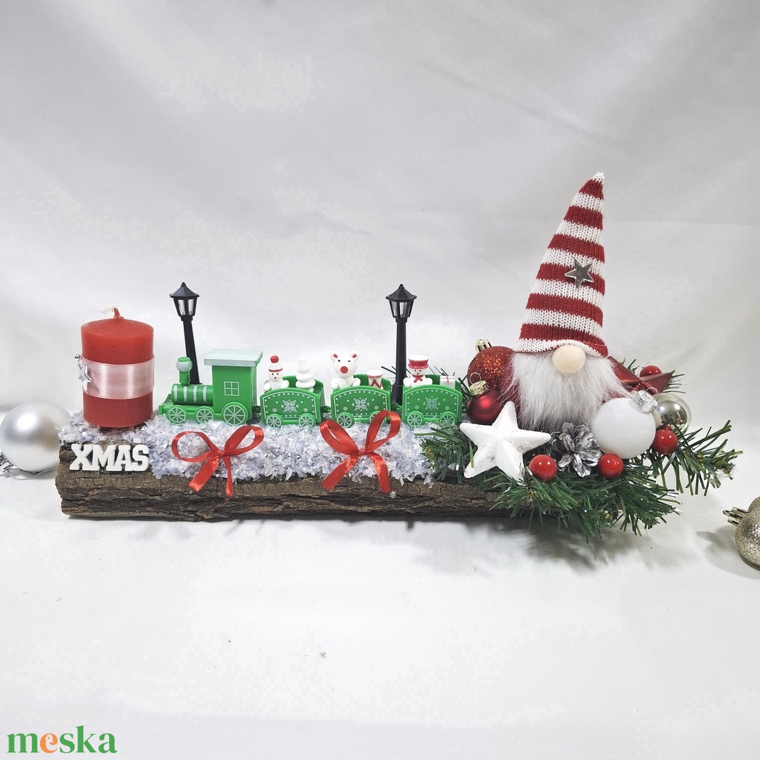 Karácsonyi adventi manó  koszorú, asztaldísz  - karácsony - adventi díszek - adventi koszorú - Meska.hu