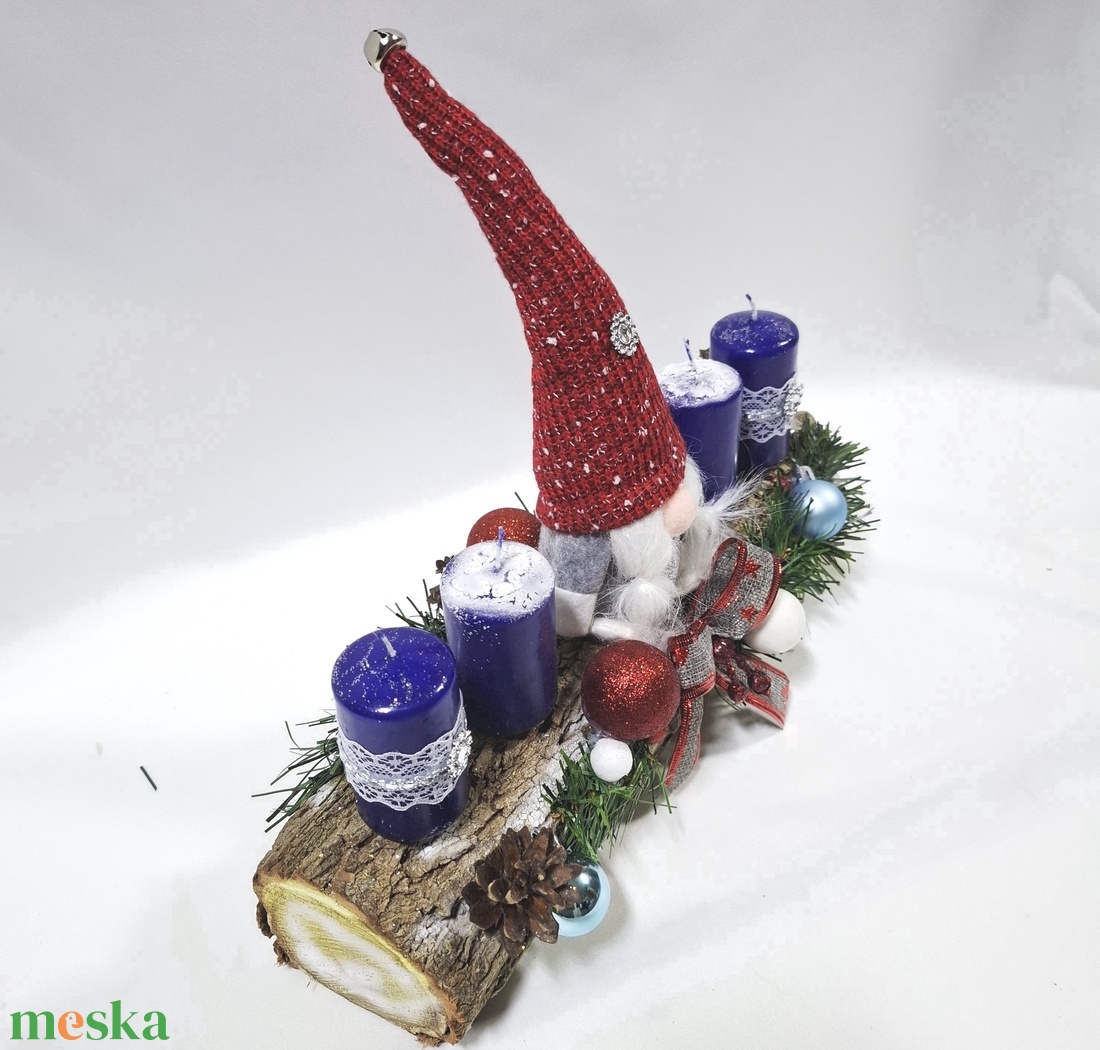 Karácsonyi adventi manó  koszorú, asztaldísz  - karácsony - adventi díszek - adventi koszorú - Meska.hu