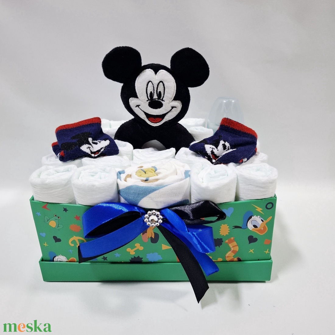  Mickey baba box, pelenkatorta 4-8 kg pelenkatorony, babaváró csomag, kelengye - baba - mama - pelenkázó, babafürdető kellékek - pelenkatorta - Meska.hu