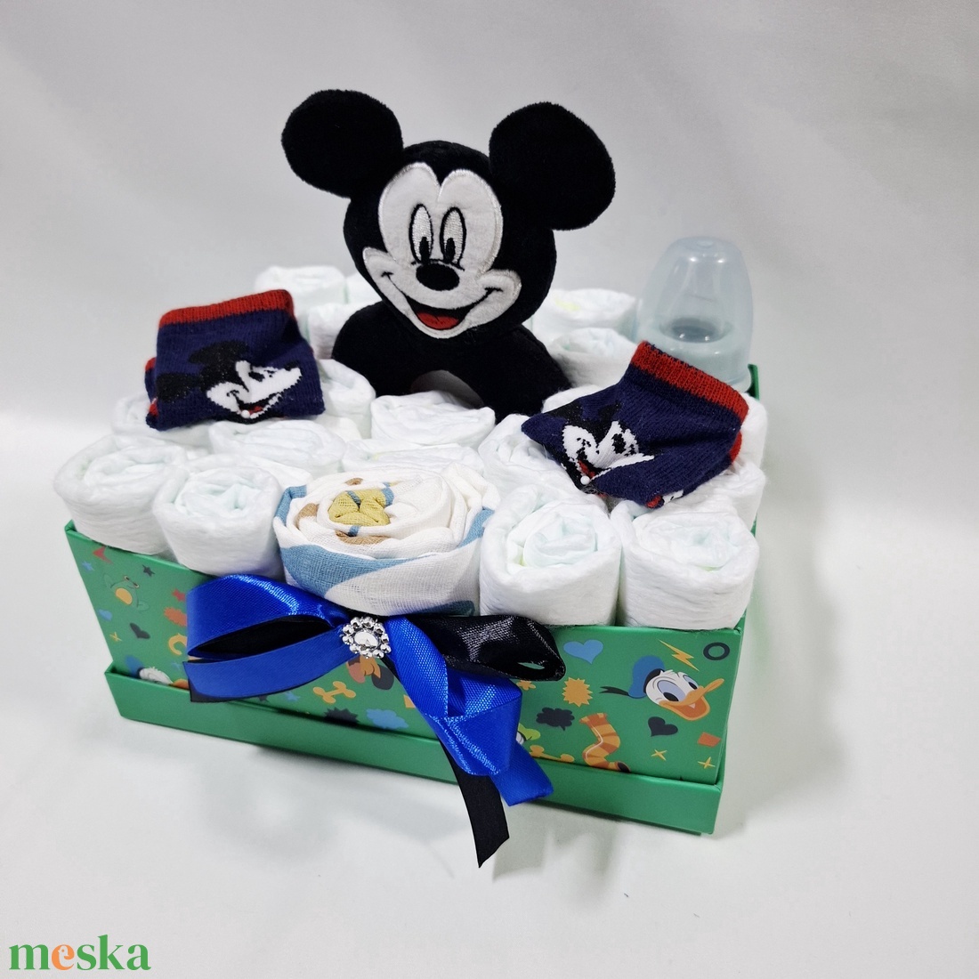  Mickey baba box, pelenkatorta 4-8 kg pelenkatorony, babaváró csomag, kelengye - baba - mama - pelenkázó, babafürdető kellékek - pelenkatorta - Meska.hu