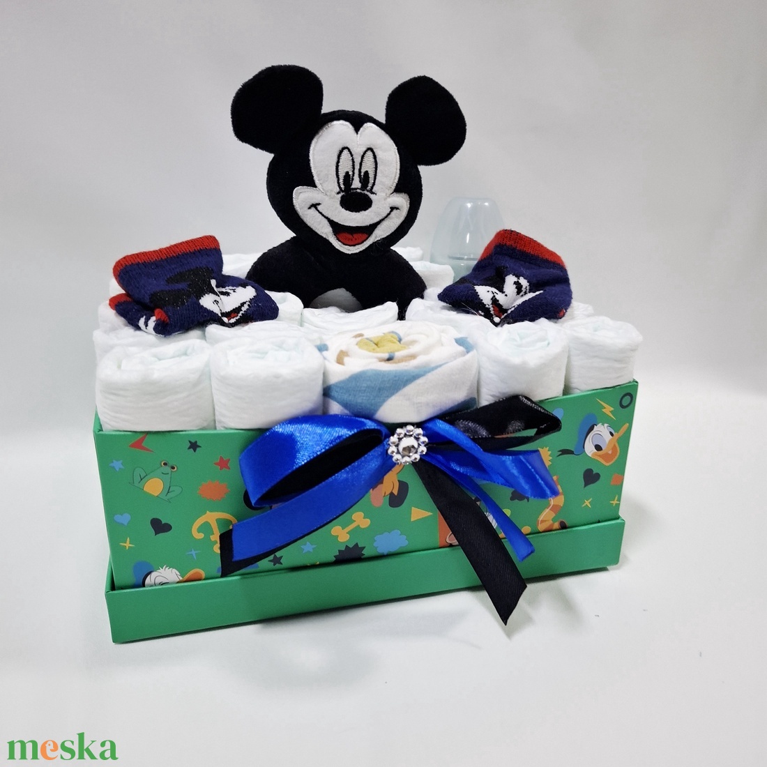  Mickey baba box, pelenkatorta 4-8 kg pelenkatorony, babaváró csomag, kelengye - baba - mama - pelenkázó, babafürdető kellékek - pelenkatorta - Meska.hu
