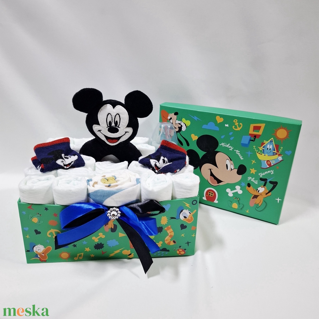  Mickey baba box, pelenkatorta 4-8 kg pelenkatorony, babaváró csomag, kelengye - baba - mama - pelenkázó, babafürdető kellékek - pelenkatorta - Meska.hu