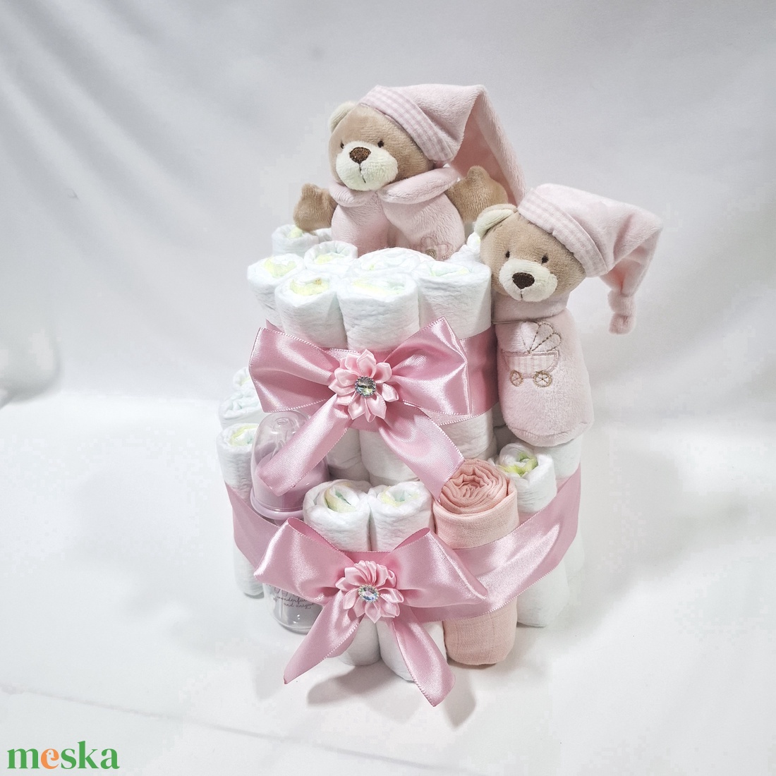 Maci pelenkatorta 2-5 kg pelenkatorony, babaváró csomag, kelengye - baba - mama - babalátogató ajándékcsomag - Meska.hu