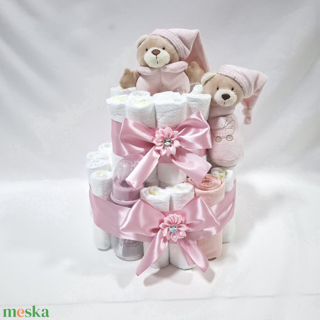 Maci pelenkatorta 2-5 kg pelenkatorony, babaváró csomag, kelengye - baba - mama - babalátogató ajándékcsomag - Meska.hu