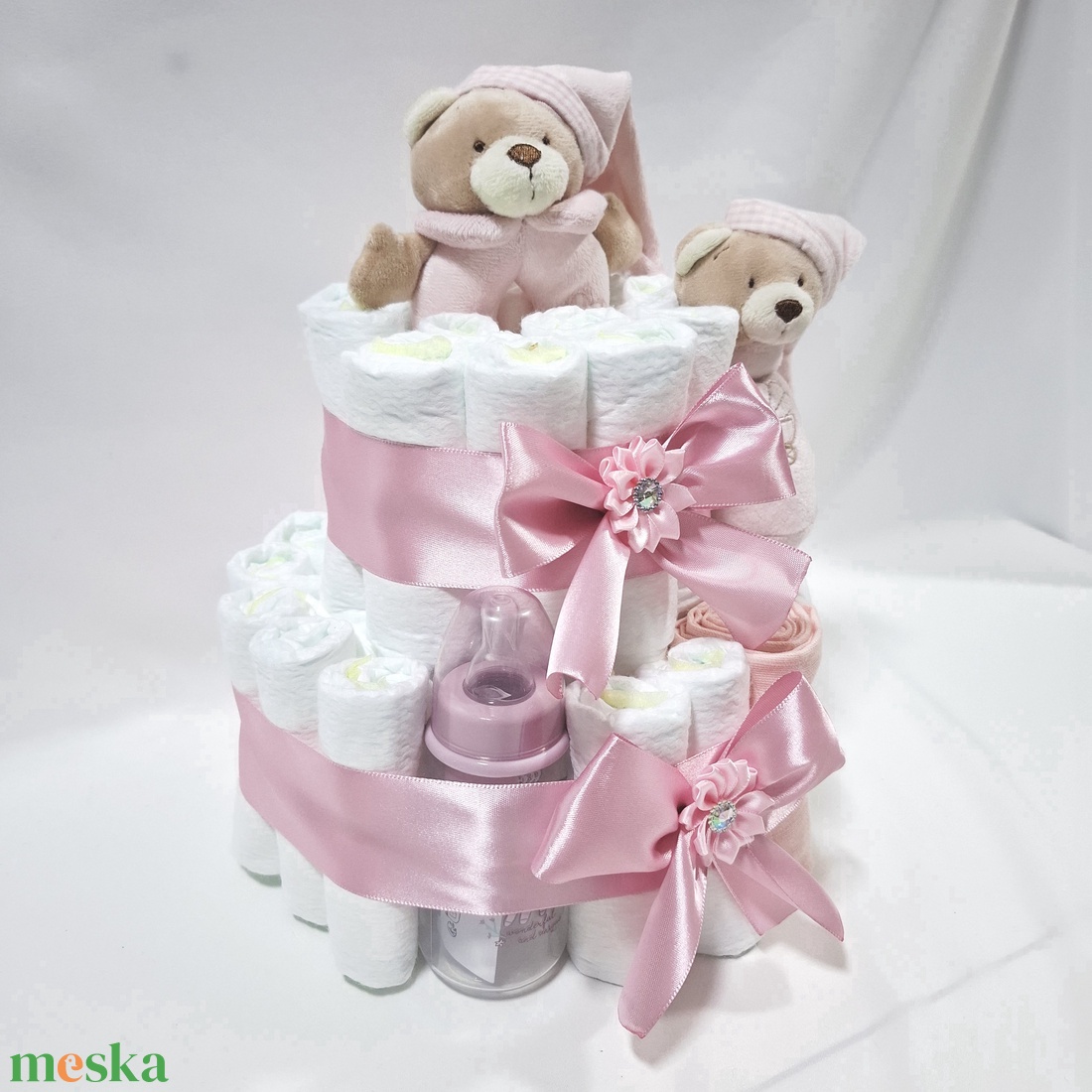 Maci pelenkatorta 2-5 kg pelenkatorony, babaváró csomag, kelengye - baba - mama - babalátogató ajándékcsomag - Meska.hu