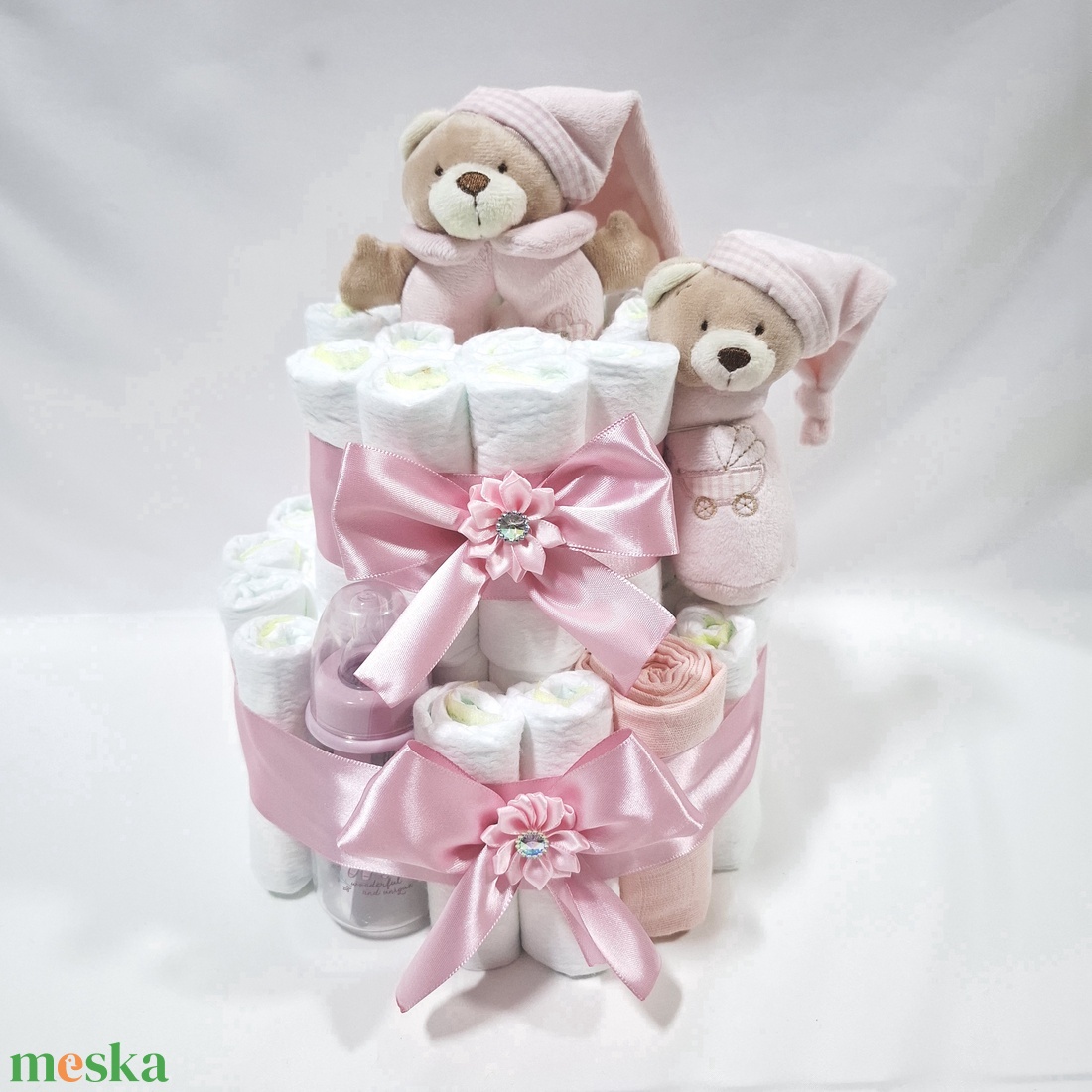 Maci pelenkatorta 2-5 kg pelenkatorony, babaváró csomag, kelengye - baba - mama - babalátogató ajándékcsomag - Meska.hu