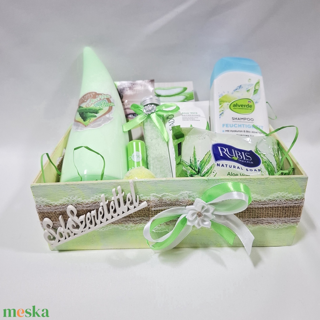 Vitamin gazdag Aloe vera kényeztető csomag, SPA doboz, kozmetikai csomag  - szépségápolás - kozmetikai ajándékcsomag - Meska.hu