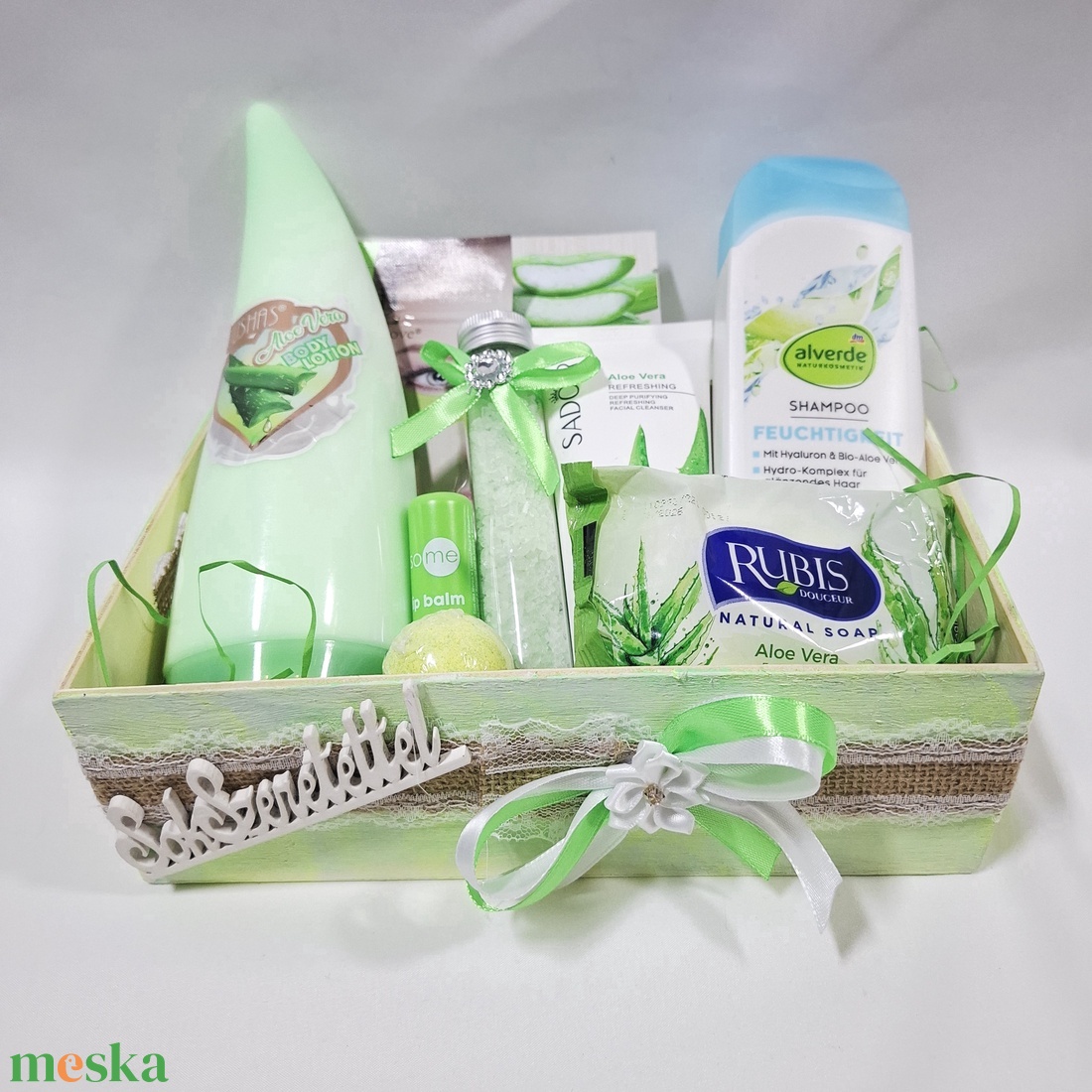 Vitamin gazdag Aloe vera kényeztető csomag, SPA doboz, kozmetikai csomag  - szépségápolás - kozmetikai ajándékcsomag - Meska.hu
