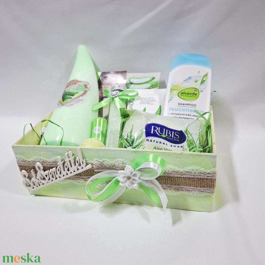 Vitamin gazdag Aloe vera kényeztető csomag, SPA doboz, kozmetikai csomag  - szépségápolás - kozmetikai ajándékcsomag - Meska.hu