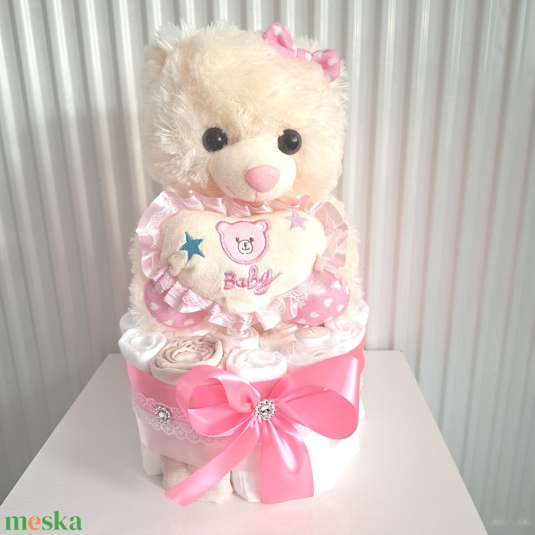 Mackó pelenkatorta 4-8kg  pelenkatorony, babaváró csomag - baba - mama - pelenkázó, babafürdető kellékek - pelenkatorta - Meska.hu