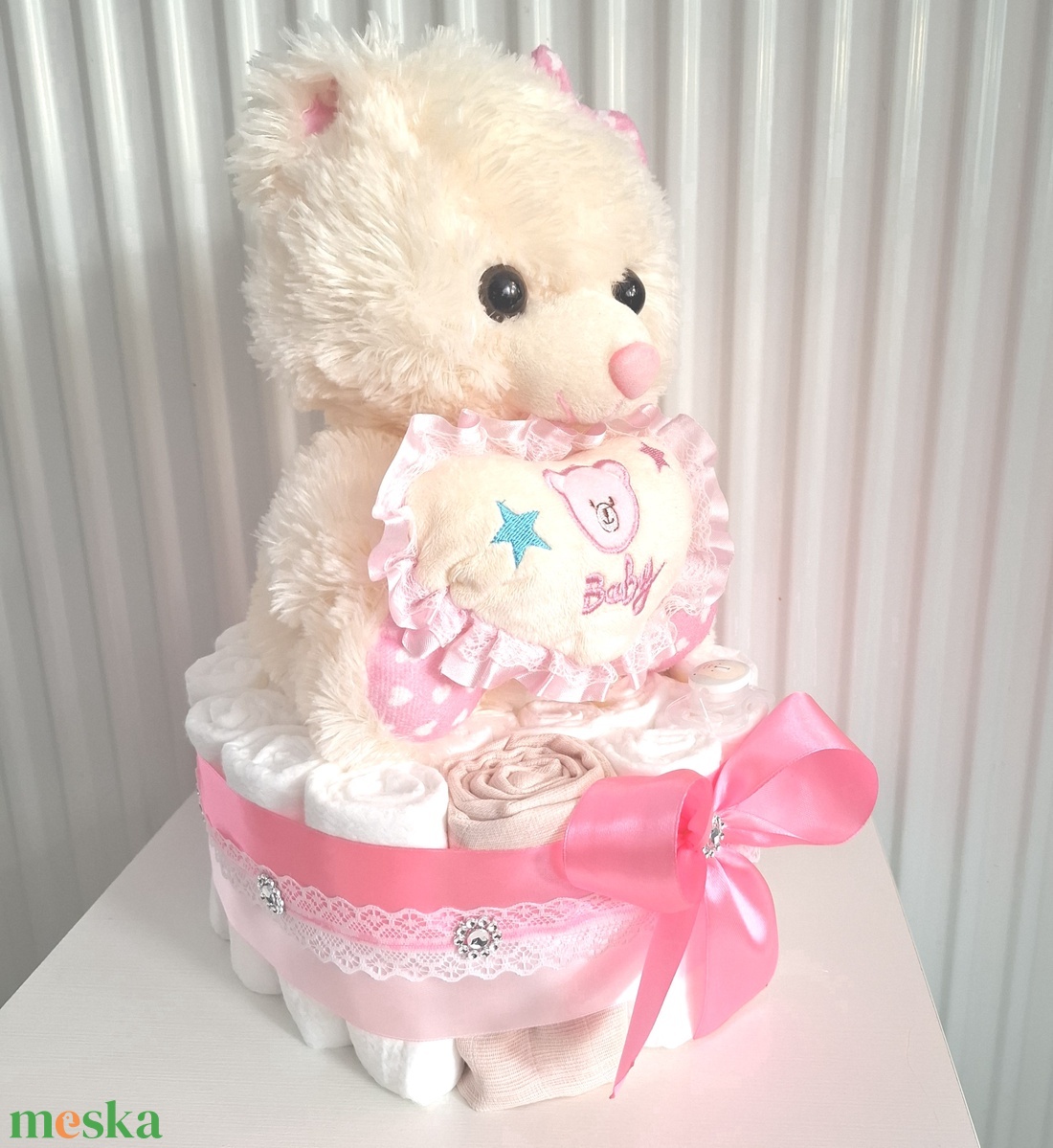 Mackó pelenkatorta 4-8kg  pelenkatorony, babaváró csomag - baba - mama - pelenkázó, babafürdető kellékek - pelenkatorta - Meska.hu