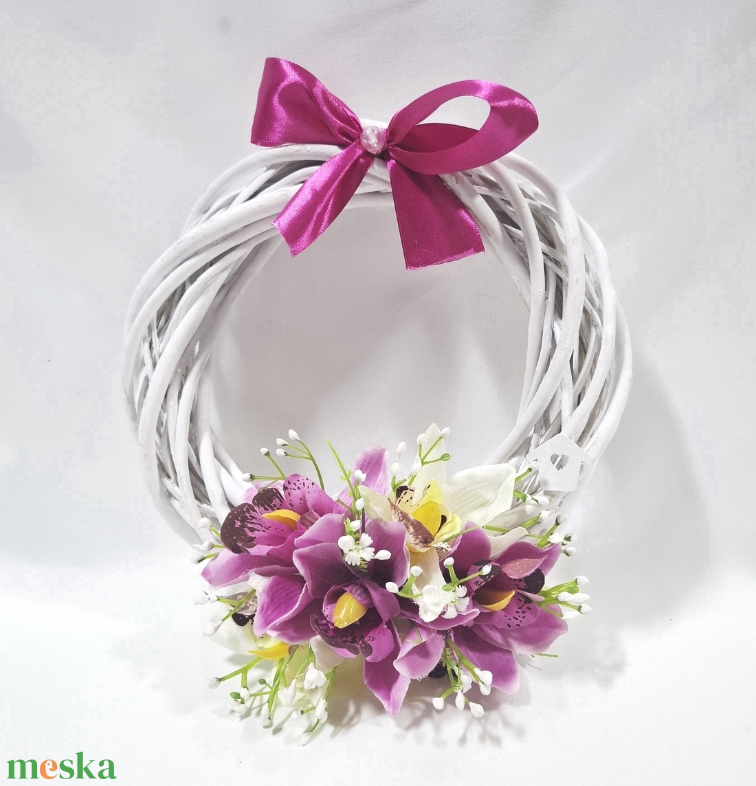 Orchidea virágos koszorú, ajtódísz, ablakdísz, kopogtató - otthon & életmód - dekoráció - ajtó- és ablak dekoráció - ajtódísz & kopogtató - Meska.hu