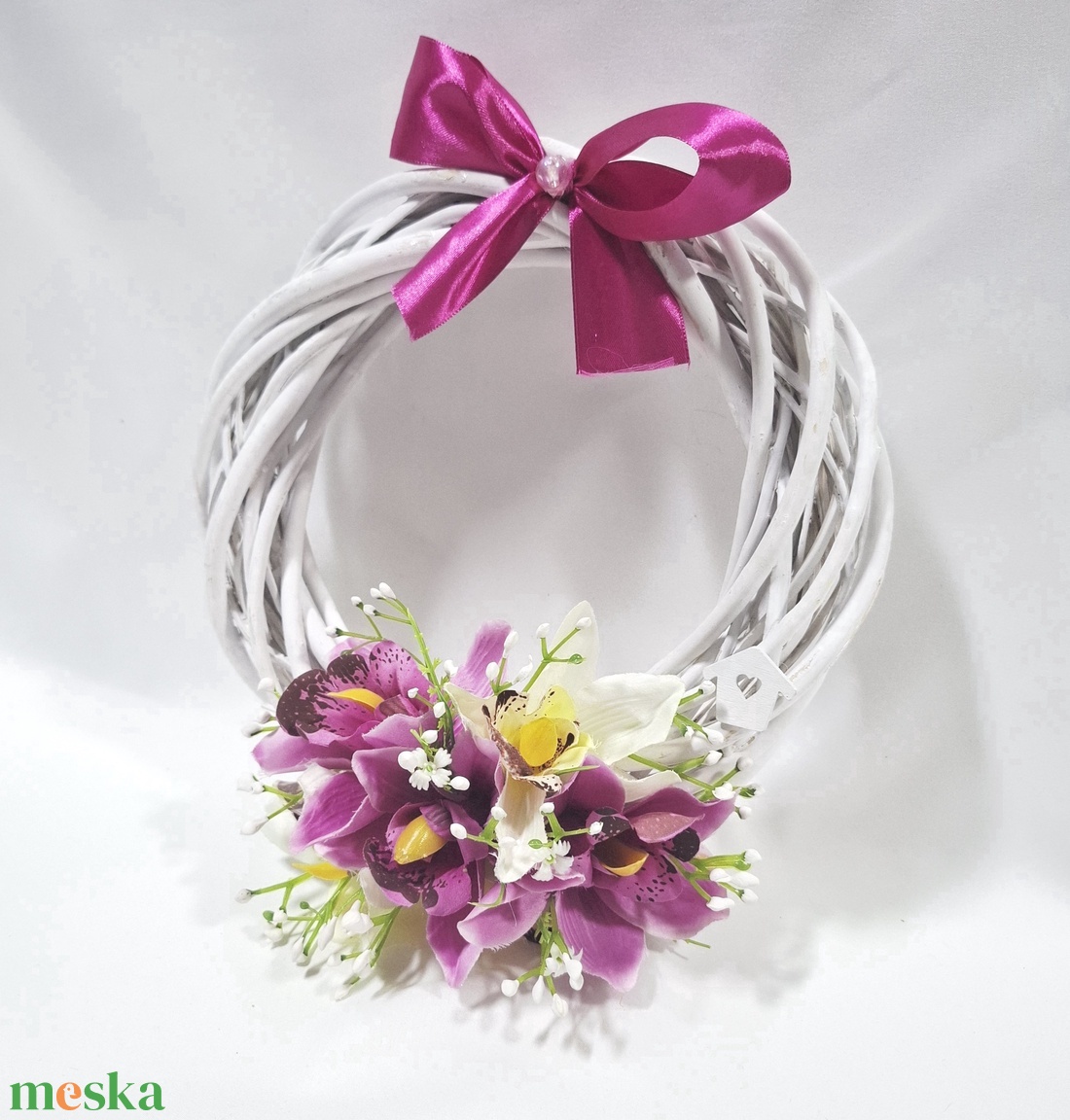 Orchidea virágos koszorú, ajtódísz, ablakdísz, kopogtató - otthon & életmód - dekoráció - ajtó- és ablak dekoráció - ajtódísz & kopogtató - Meska.hu
