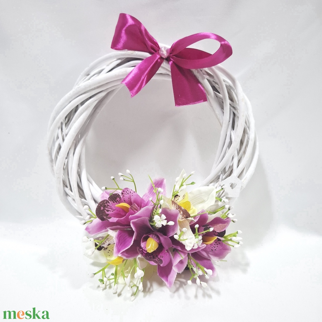 Orchidea virágos koszorú, ajtódísz, ablakdísz, kopogtató - otthon & életmód - dekoráció - ajtó- és ablak dekoráció - ajtódísz & kopogtató - Meska.hu