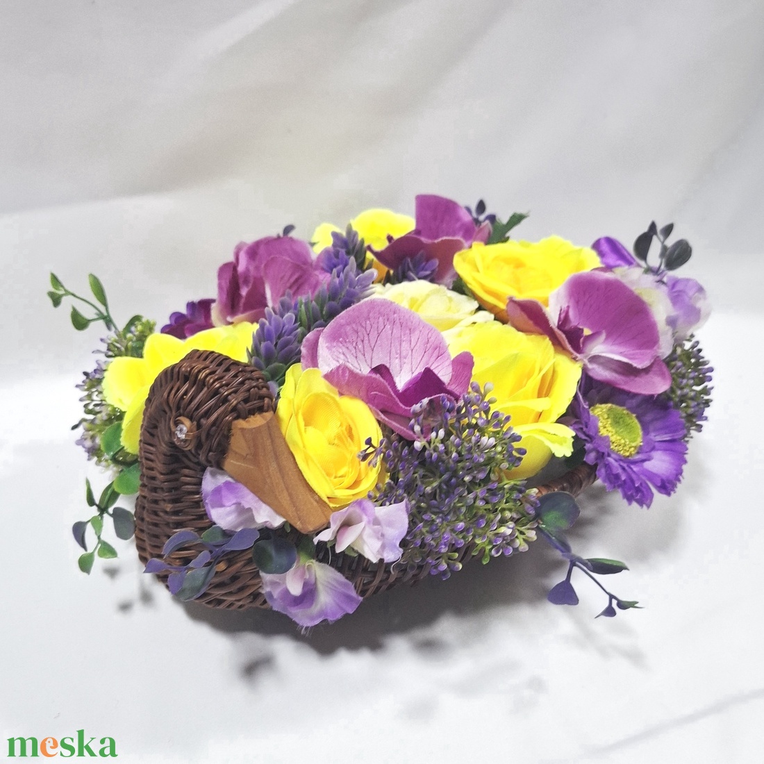 Kacsa kosár virágcsokor, doboz , asztaldísz, kaspó, ajándék - otthon & életmód - virágdekoráció - virágok - virágbox - Meska.hu