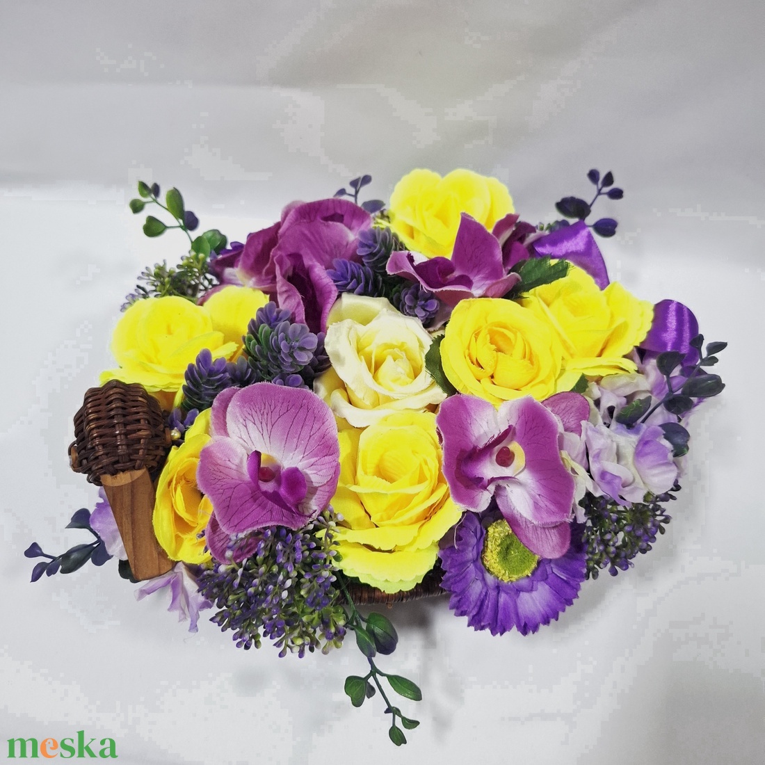 Kacsa kosár virágcsokor, doboz , asztaldísz, kaspó, ajándék - otthon & életmód - virágdekoráció - virágok - virágbox - Meska.hu