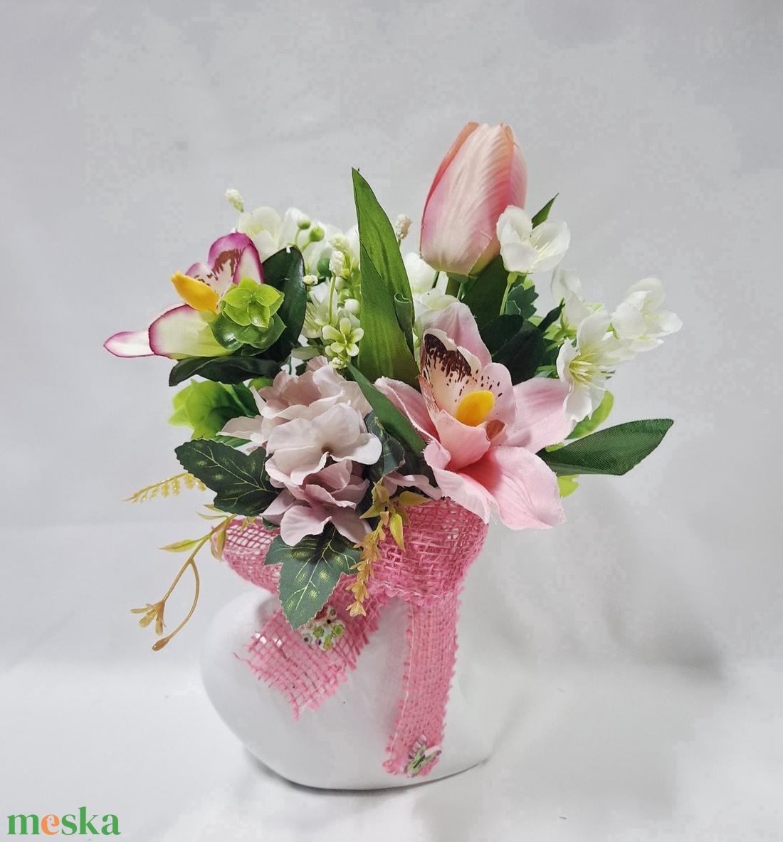 Szív kerámia kaspó, csokor, box, asztaldísz - otthon & életmód - virágdekoráció - virágok - virágbox - Meska.hu