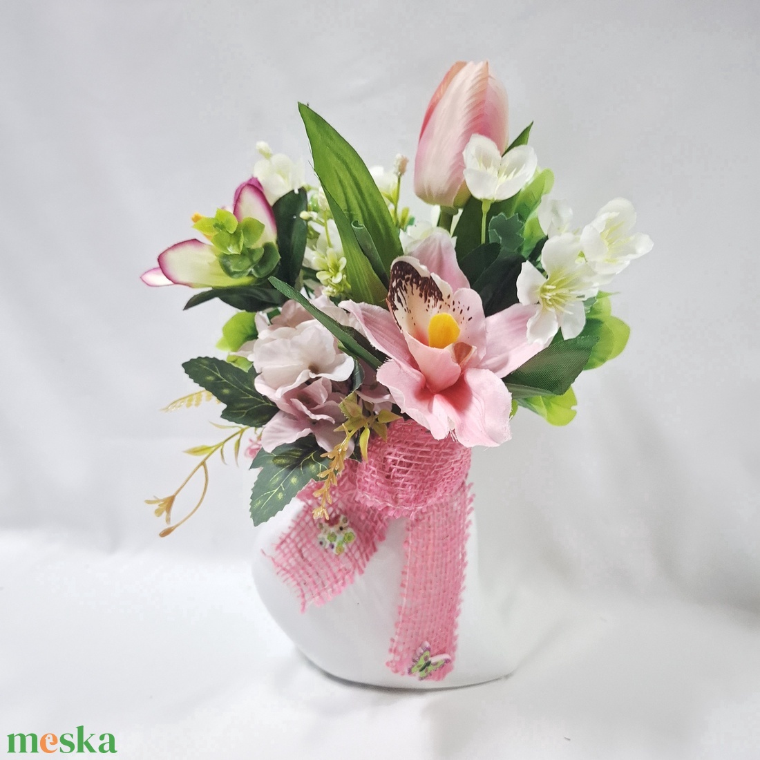 Szív kerámia kaspó, csokor, box, asztaldísz - otthon & életmód - virágdekoráció - virágok - virágbox - Meska.hu