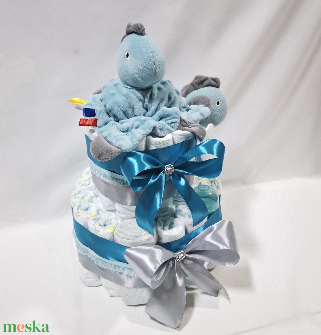 Dino baba box, pelenkatorta 6-10 kg pelenkatorony, babaváró csomag, kelengye - baba - mama - pelenkázó, babafürdető kellékek - pelenkatorta - Meska.hu