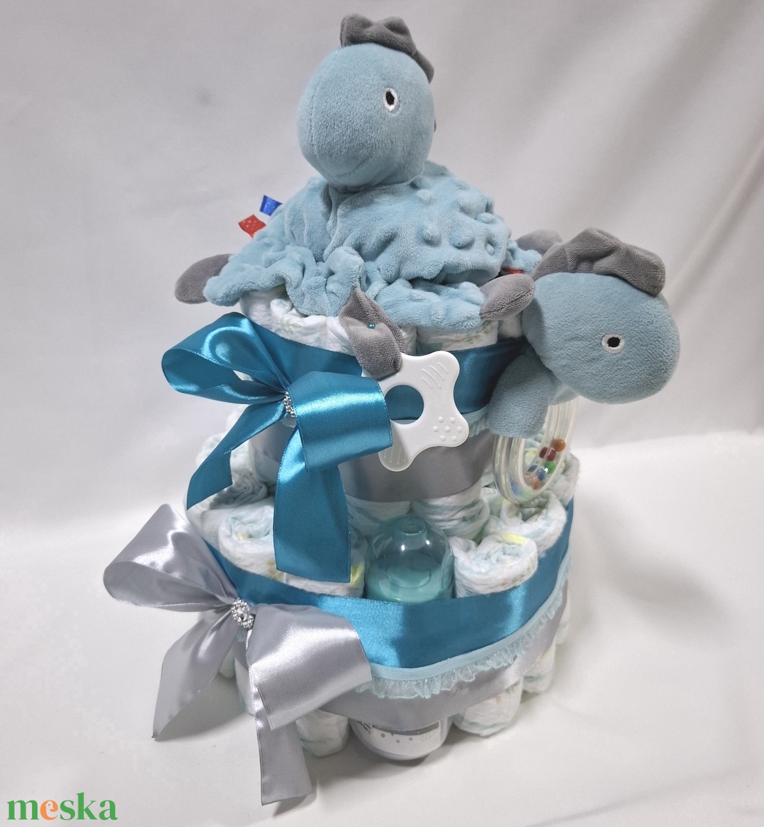 Dino baba box, pelenkatorta 6-10 kg pelenkatorony, babaváró csomag, kelengye - baba - mama - pelenkázó, babafürdető kellékek - pelenkatorta - Meska.hu