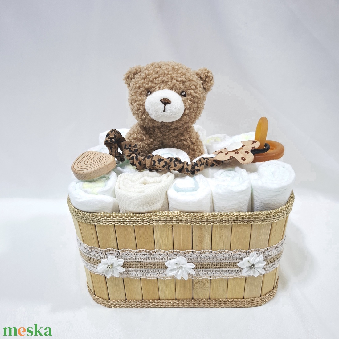 Maci baba box, pelenkatorta 4-8kg pelenkatorony, babaváró csomag, kelengye - baba - mama - pelenkázó, babafürdető kellékek - pelenkatorta - Meska.hu