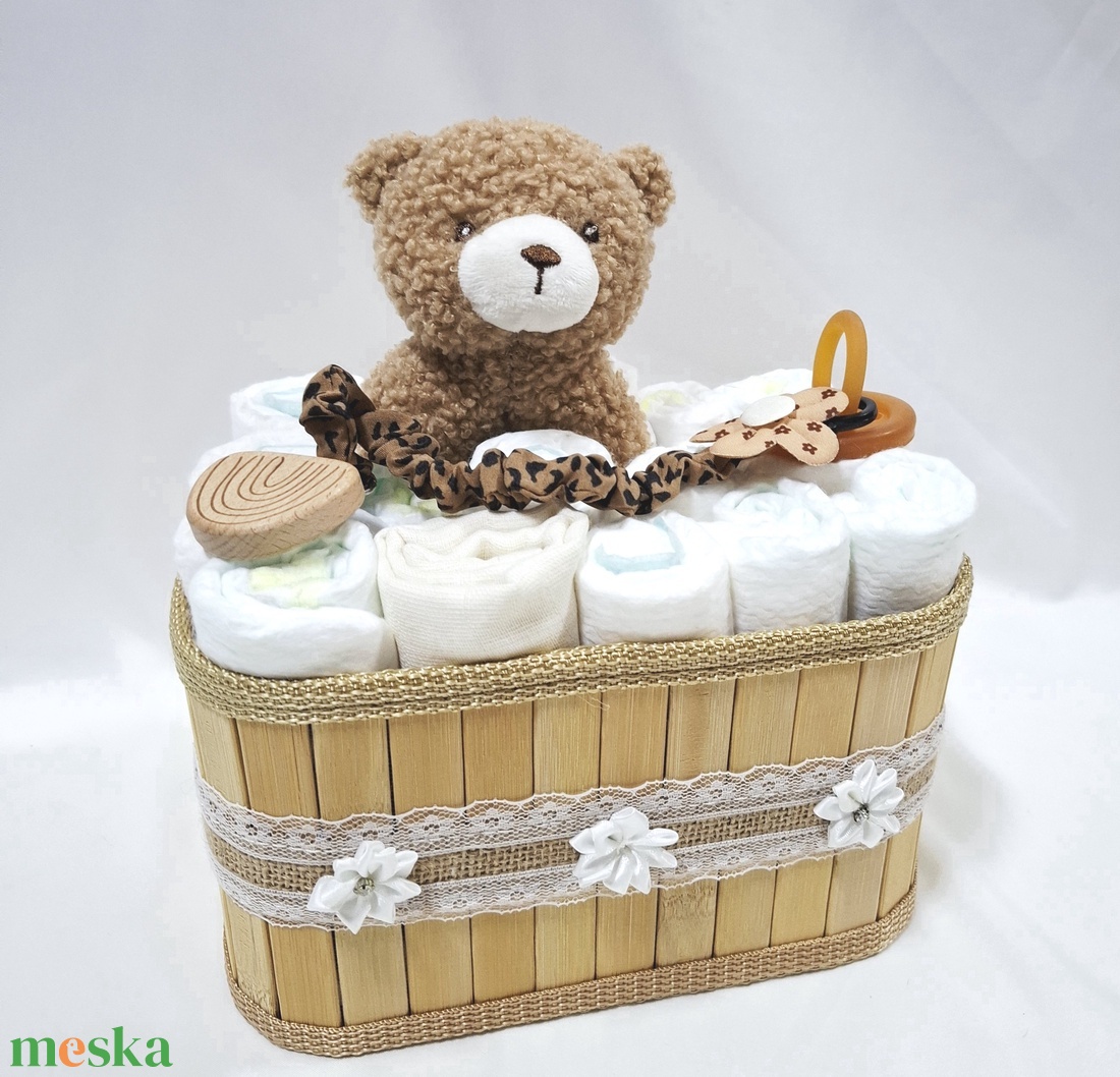 Maci baba box, pelenkatorta 4-8kg pelenkatorony, babaváró csomag, kelengye - baba - mama - pelenkázó, babafürdető kellékek - pelenkatorta - Meska.hu