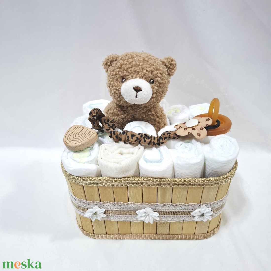 Maci baba box, pelenkatorta 4-8kg pelenkatorony, babaváró csomag, kelengye - baba - mama - pelenkázó, babafürdető kellékek - pelenkatorta - Meska.hu
