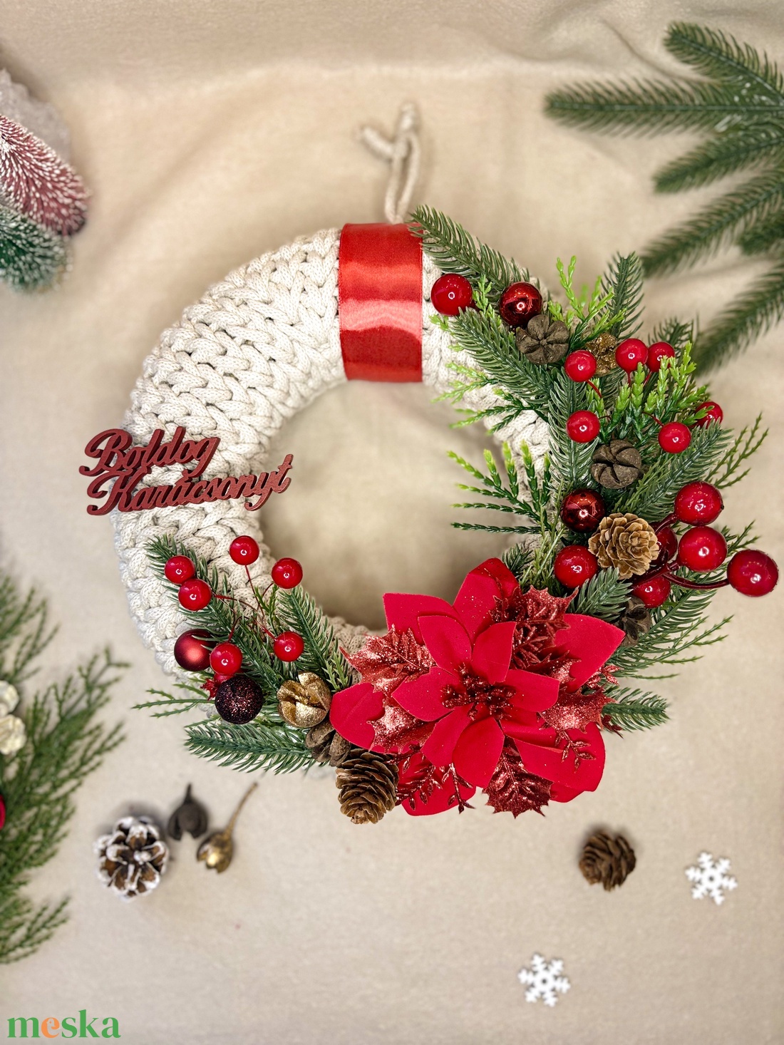 Karácsonyi ajtódísz - karácsony - karácsonyi lakásdekoráció - karácsonyi ajtódíszek - Meska.hu