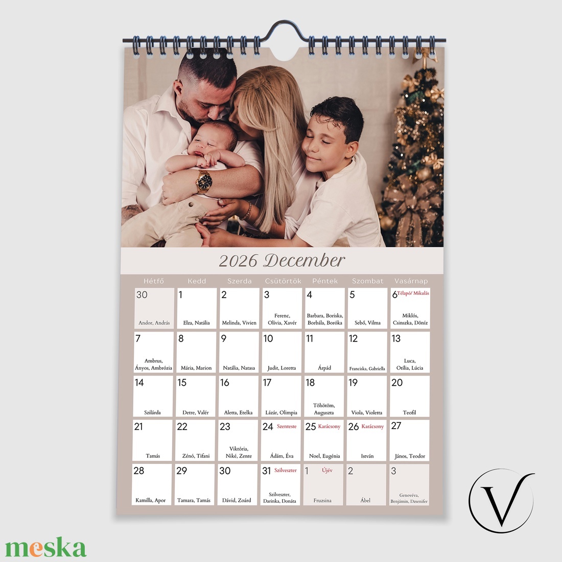 Egyedi fényképes naptár névnapokkal, ünnepnapokkal 2026 - otthon & életmód - papír, írószer - naptár & tervező - Meska.hu