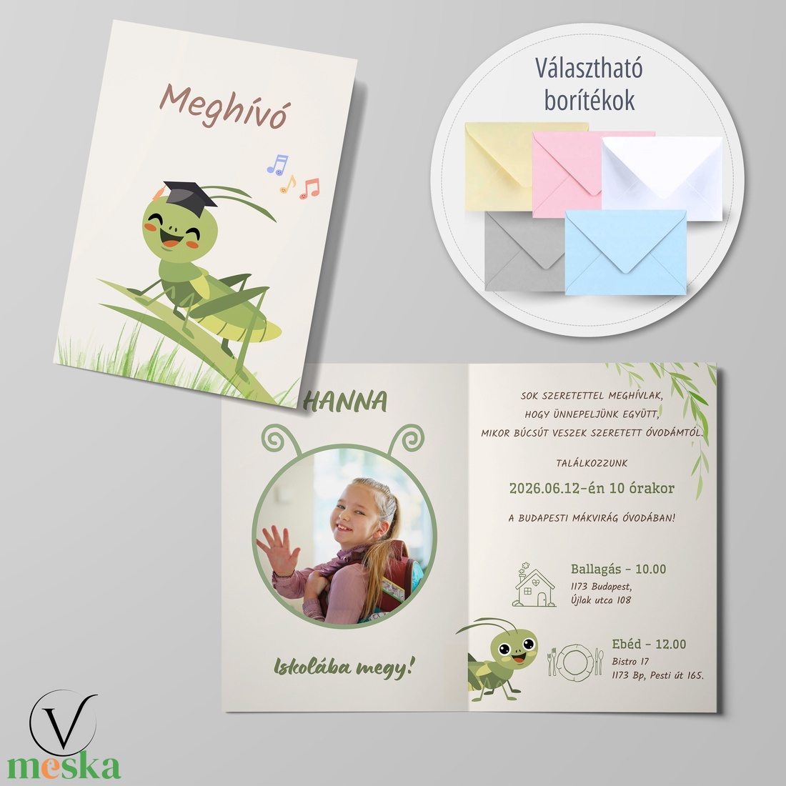 Kinyitható ballagási meghívó óvodásoknak � tücsök - otthon & életmód - papír, írószer - meghívó - ballagási meghívó - Meska.hu