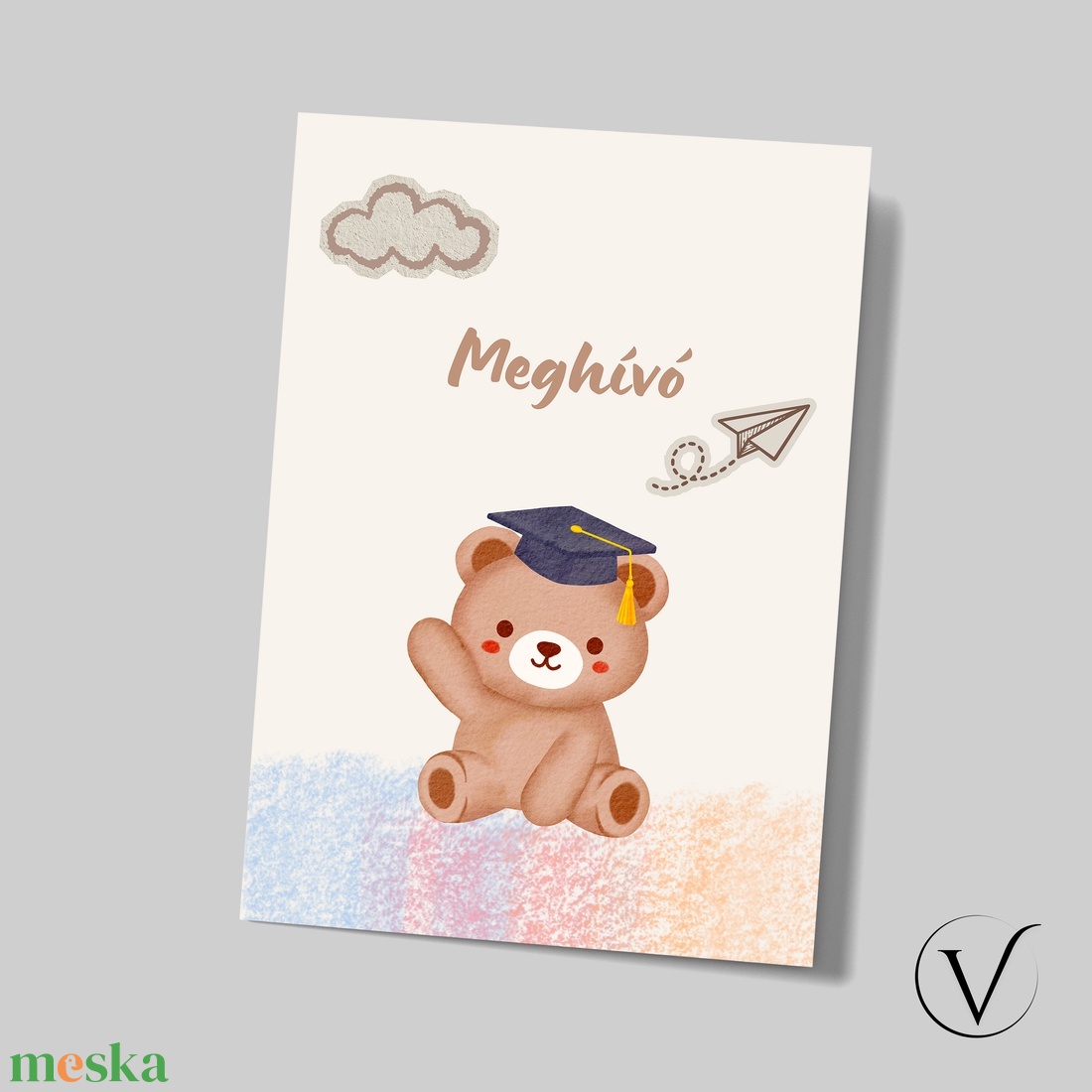 Kinyitható macis ballagási meghívó óvodásoknak - otthon & életmód - papír, írószer - meghívó - ballagási meghívó - Meska.hu