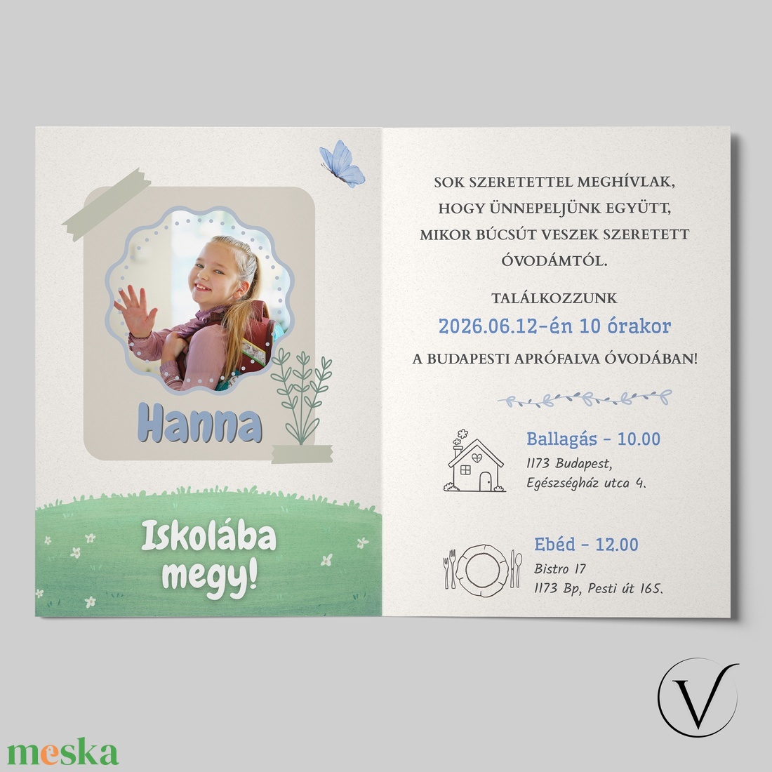 Kinyitható pillangós ballagási meghívó óvodásoknak - otthon & életmód - papír, írószer - meghívó - ballagási meghívó - Meska.hu