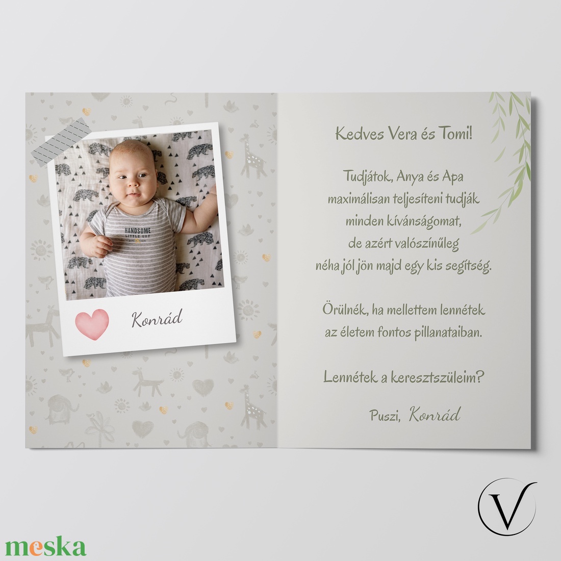 Fényképes keresztszülő felkérő - safaris - baba - mama - keresztelő kellékek - keresztszülő felkérő - Meska.hu