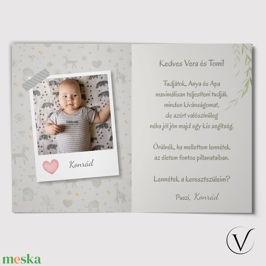 Fényképes keresztszülő felkérő - safaris - baba - mama - keresztelő kellékek - keresztszülő felkérő - Meska.hu