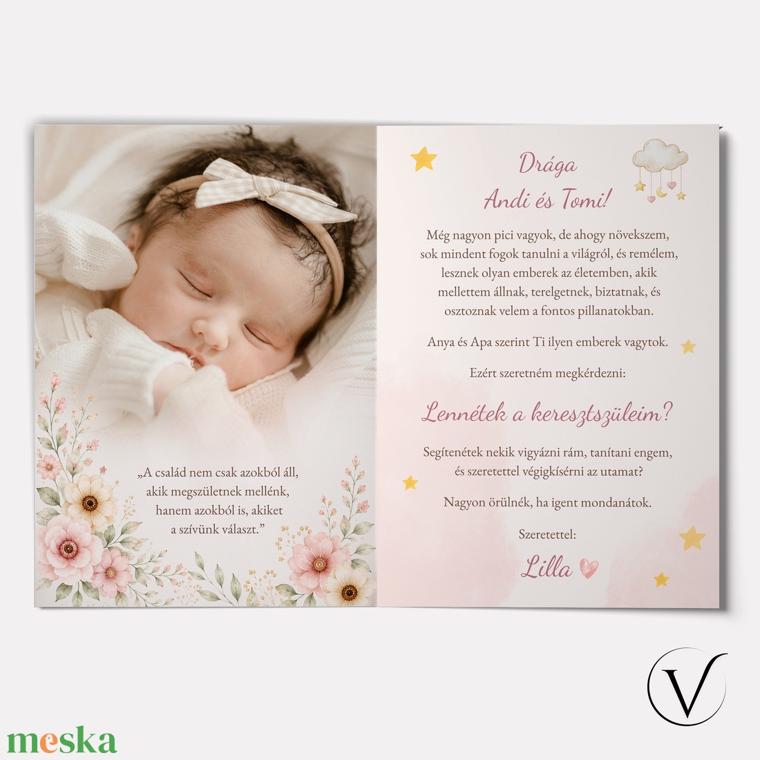 Egyedi keresztszülő felkérő fényképpel - baba - mama - keresztelő kellékek - keresztszülő felkérő - Meska.hu