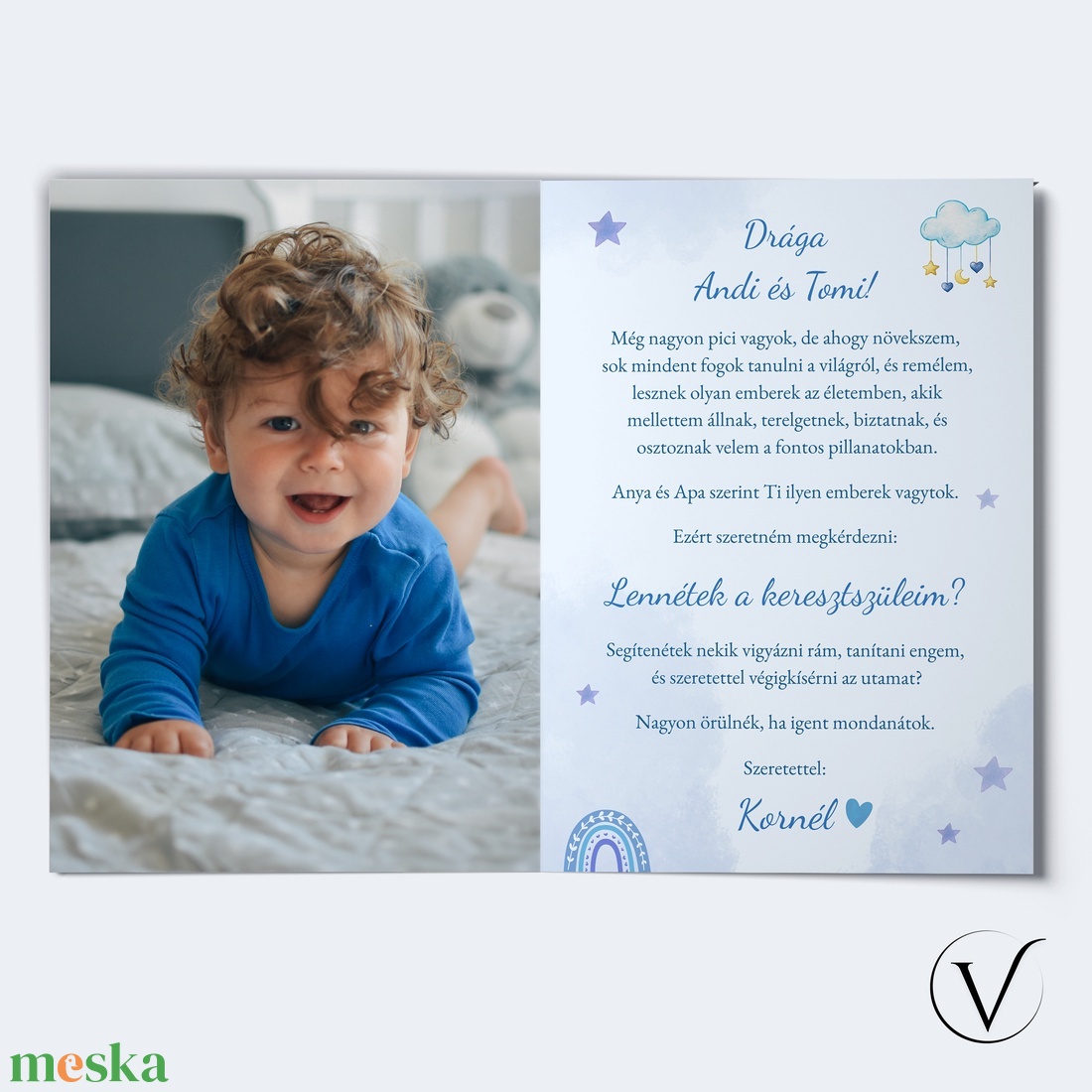 Egyedi keresztszülő felkérő fényképpel - baba - mama - keresztelő kellékek - keresztszülő felkérő - Meska.hu