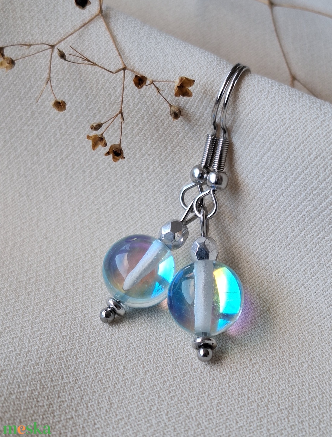 Aqua aura kvarc fülbevaló, acél - ékszer - fülbevaló - lógó fülbevaló - Meska.hu Aqua aura kvarc fülbevaló, acél - ékszer - fülbevaló - lógó fülbevaló - Meska.hu
