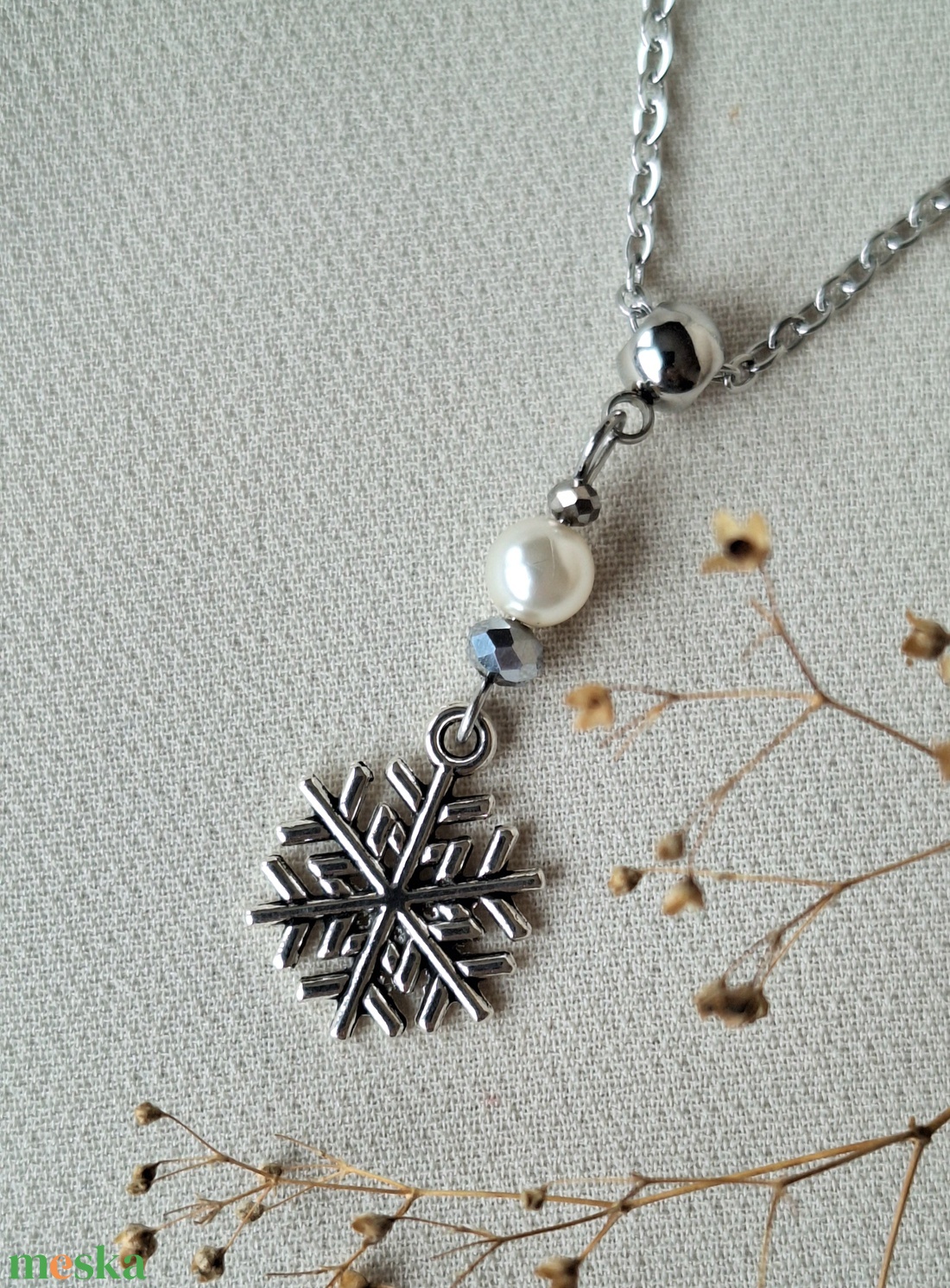 Hópehely medál nemesacél nyaklánccal - ékszer - nyaklánc - medálos nyaklánc - Meska.hu