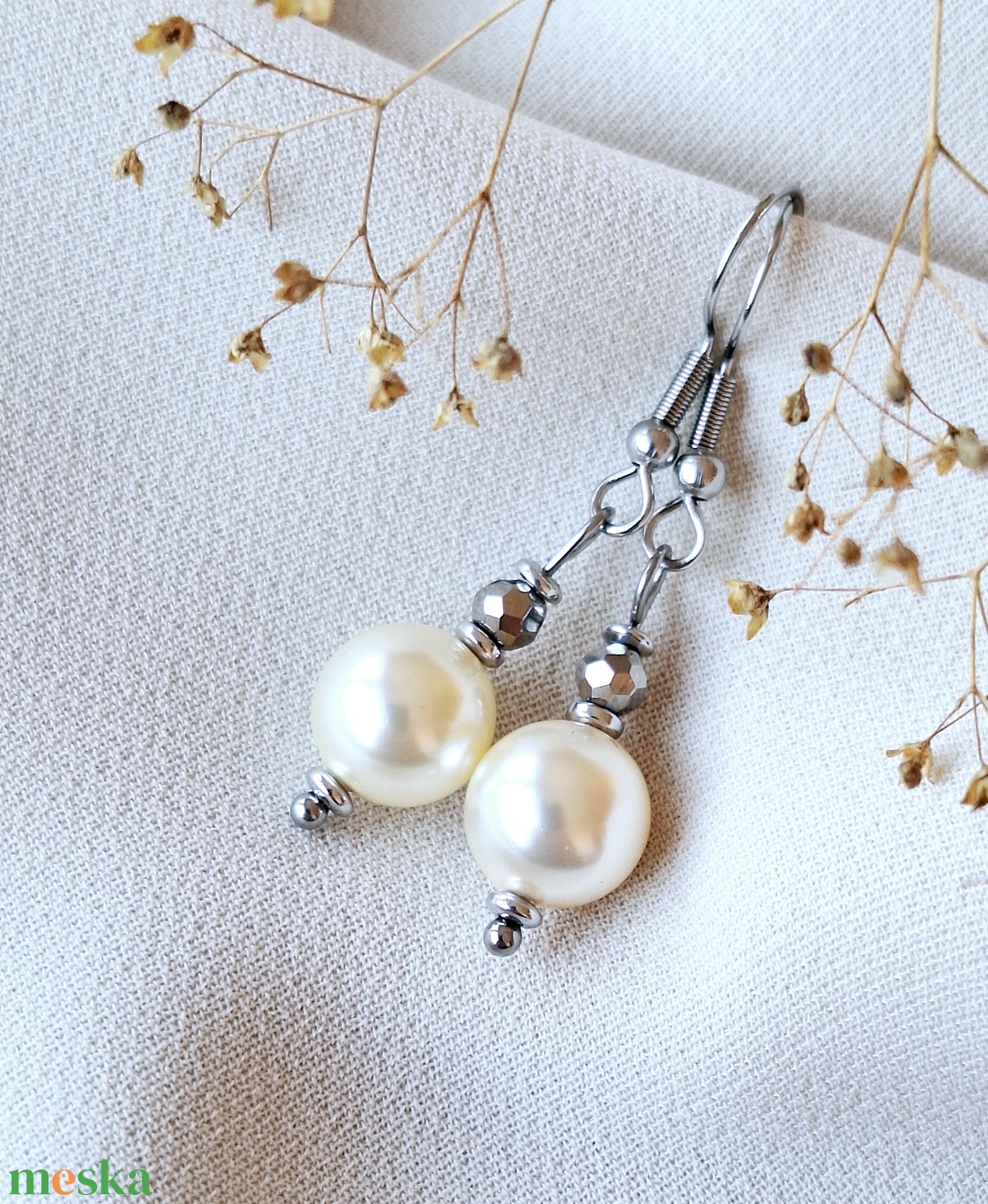 Swarovski gyöngyös acél fülbevaló - ékszer - fülbevaló - lógó fülbevaló - Meska.hu Swarovski gyöngyös acél fülbevaló - ékszer - fülbevaló - lógó fülbevaló - Meska.hu