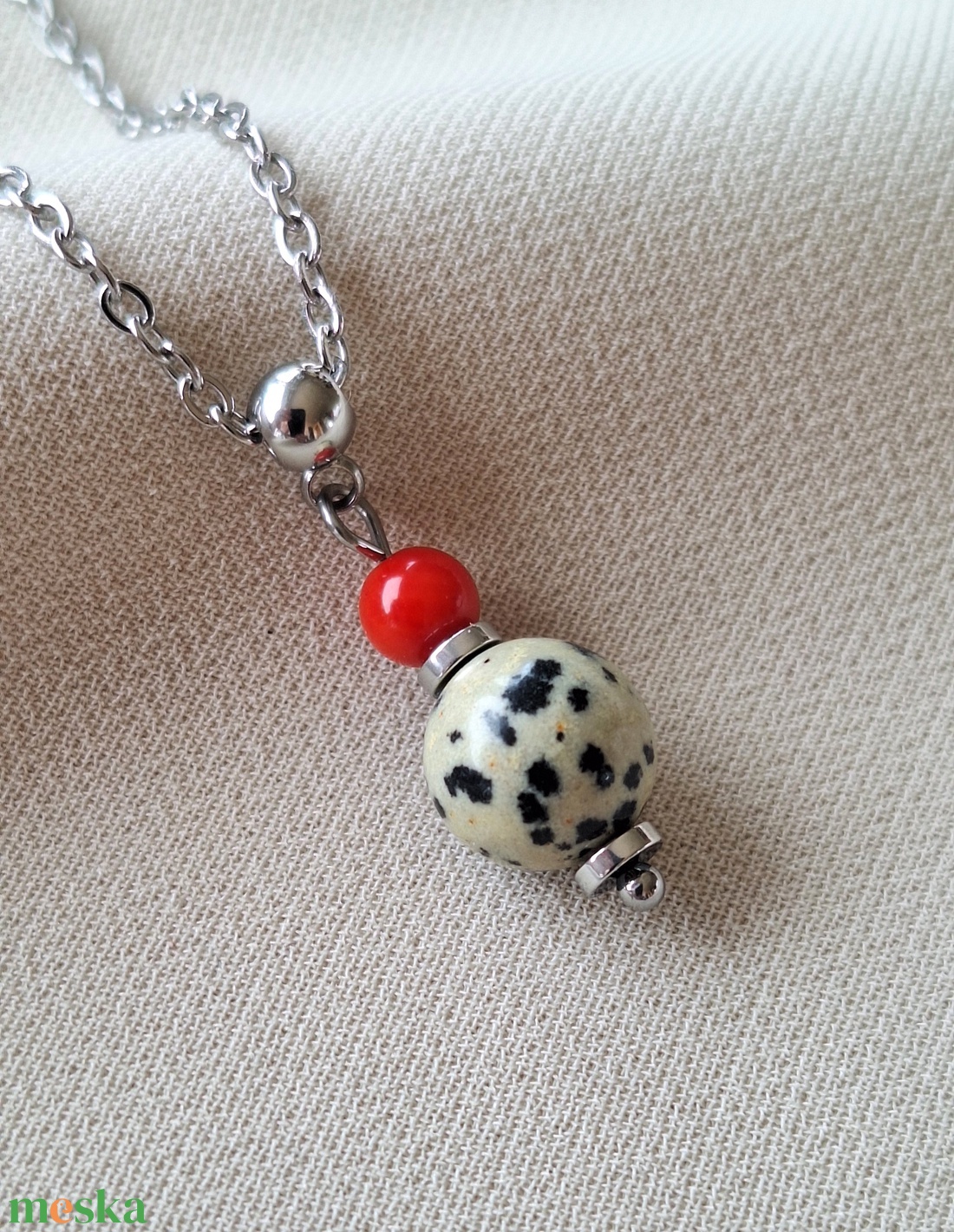 Dalmata jáspis medál nemesacél lánccal - ékszer - nyaklánc - medál - Meska.hu Dalmata jáspis medál nemesacél lánccal - ékszer - nyaklánc - medál - Meska.hu